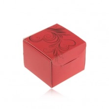 Piros színű ajándékdoboz gyűrűre, fülbevalóra vagy medálra, fekete díszítéssel