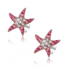 925 ezüst fülbevaló, rózsaszín tengeri csillag, csillogó cirkóniákkal díszítve, stekker