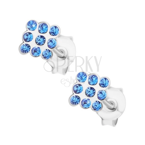 925 ezüst fülbevaló, négyzet kék Swarovski kristályokkal