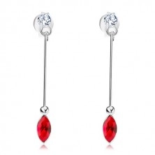 925 ezüst fülbevaló, átlátszó és piros Swarovski kristály