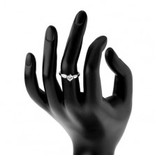 Eljegyzési gyűrű, 925 ezüst, sima és cirkóniás vonal, csillogó átlátszó cirkónia