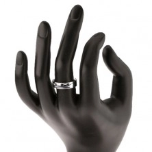 Gyűrű 925 ezüstből, fényes felszín bevágásokkal, vékony vonal
