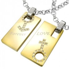Forever Love acél medál - férfi és női szimbólumok
