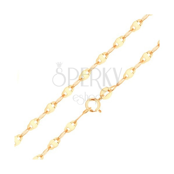 585 arany nyaklánc - sima hosszúkás elemek téglalappal, különböző hosszok
