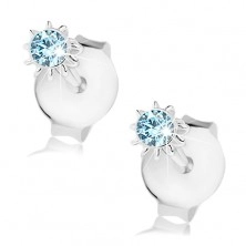 925 ezüst fülbevaló, virág kék Swarovski kristályokkal