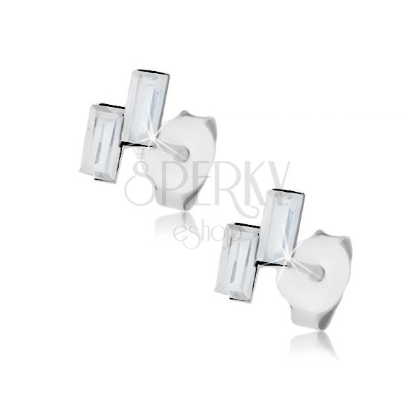 925 ezüst fülbevaló, két téglalap Swarovski kristály átlátszó színben