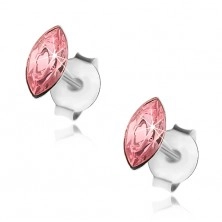 925 ezüst fülbevaló, szemecske Swarovski kristály rózsaszínben