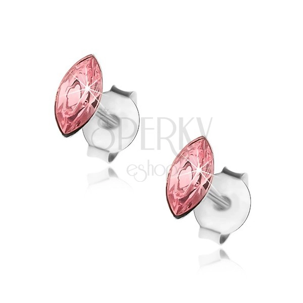 925 ezüst fülbevaló, szemecske Swarovski kristály rózsaszínben