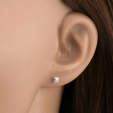 925 ezüst fülbevaló, szivárvány Swarovski kristály - négyzet, 3 mm