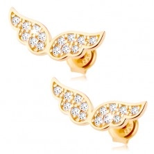 375 arany fülbevaló - csillogó angyal szárnyak átlátszó cirkóniával kirakva
