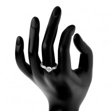 925 ezüst gyűrű, kiemelkedő cirkónia, átlátszó cirkóniás sávok