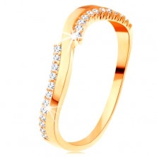Gyűrű 14K sárga aranyból - egy sima és két cirkóniás hullám