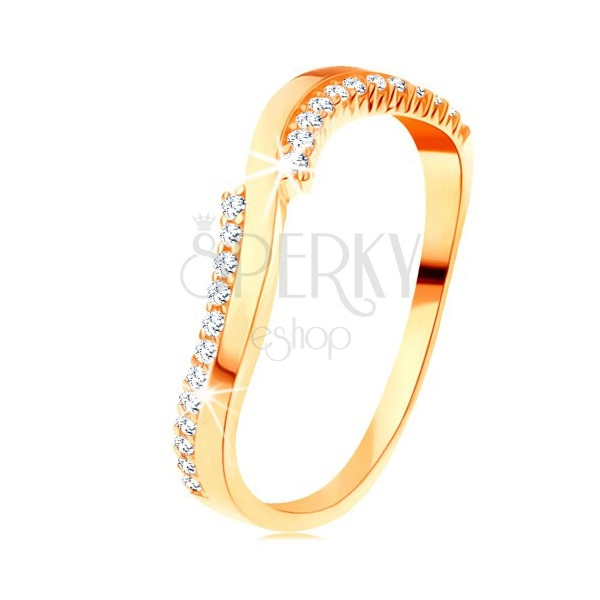 Gyűrű 14K sárga aranyból - egy sima és két cirkóniás hullám