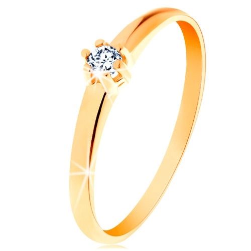 585 arany gyűrű - kerek átlátszó gyémánt hatcsúcsú foglalatban - Nagyság: 54