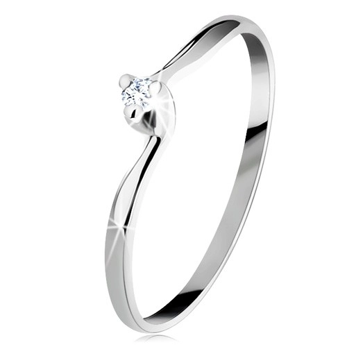 14K fehér arany gyűrű - átlátszó csiszolt gyémánt, keskeny szárak - Nagyság: 52