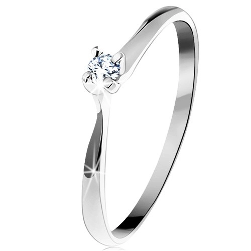 585 arany gyűrű - csillogó átlátszó gyémánt négyes foglalatban, fehér arany - Nagyság: 59