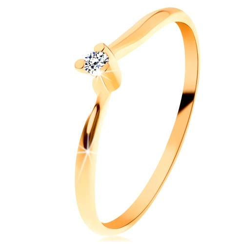 14K arany gyűrű - csiszolt gyémánt, vékony szárak - Nagyság: 53