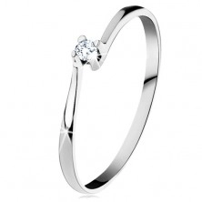 Gyűrű 14K fehér aranyból - csillogó átlátszó gyémánt fényes foglalatban