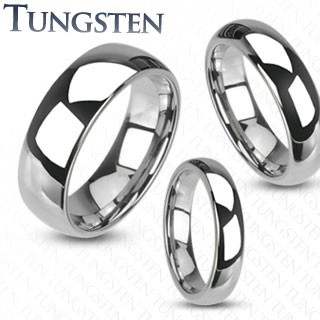 Tungsten gyűrű - sima és fényes karikagyűrű ezüst színben, 8 mm - Nagyság: 59