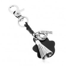 Medál kulcstartóra szürke és fekete színben, tollaslabda, tábla és karika