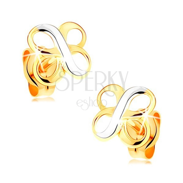 Fülbevaló 14K kombinált aranyból - két fényes INFINITY szimbólum