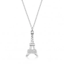Ezüst nyaklánc 925, nyaklánc és medál, Eiffel - torony cirkóniával