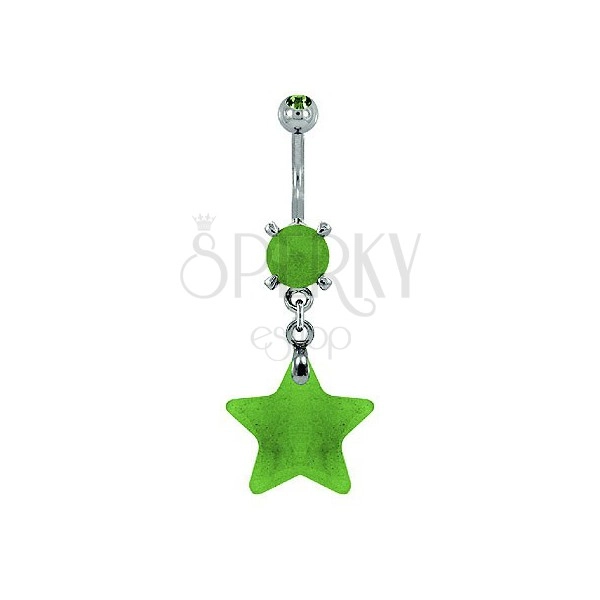 Csillag köldökpiercing természetes kőzetből - zöld