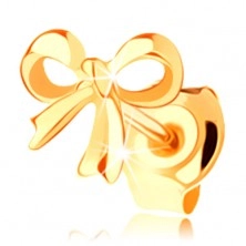 14K sárga arany egy darabos fülbevaló - fényes masni, magas fényű