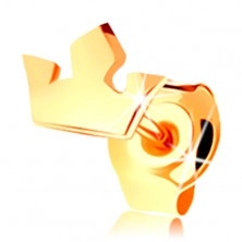 Egy darabos fülbevaló 14K sárga aranyból - kis háromcsúcsú korona, beszúrós