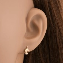 14K sárga arany fül piercing - egyszarvú, cirkóniás sáv