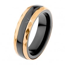 Kerámia gyűrű, csiszolt acél és arany színben