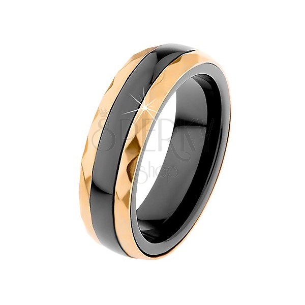 Kerámia gyűrű, csiszolt acél és arany színben