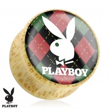 Bambuszból készült fül plug, Playboy nyuszi kockás alapon