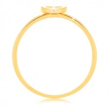 14K sárga arany gyűrű - szívecske fehér szélekkel és átlátszó cirkóniával