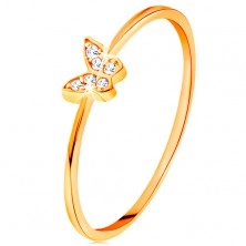 585 sárga arany gyűrű - pillangó cirkóniákkal díszítve