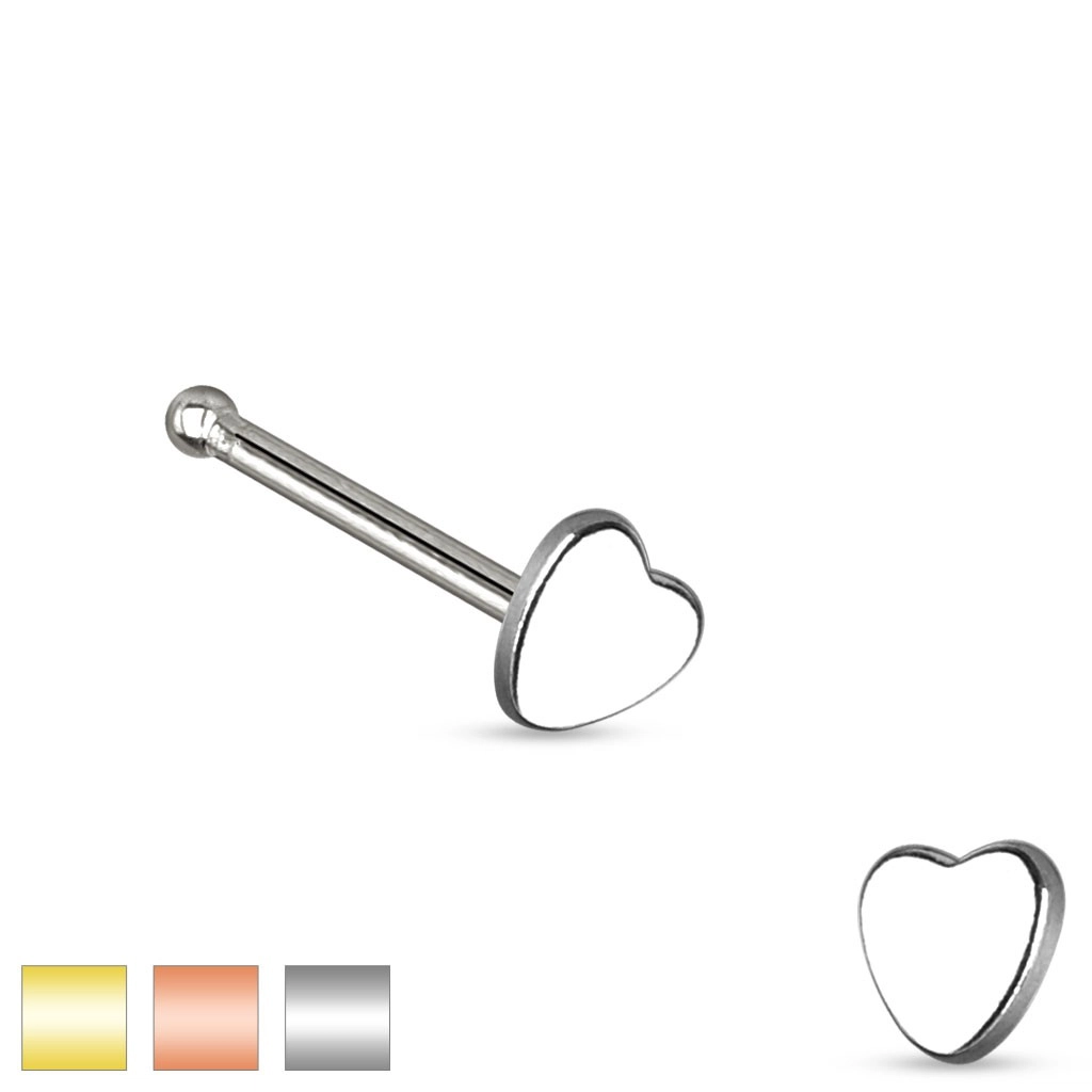 Orr piercing sebészeti acélból, kis részarányos szív - A piercing színe: Ezüst