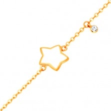 Karkötő 14K sárga aranyból, medálok - csillag fehér fénymázzal, cirkónia