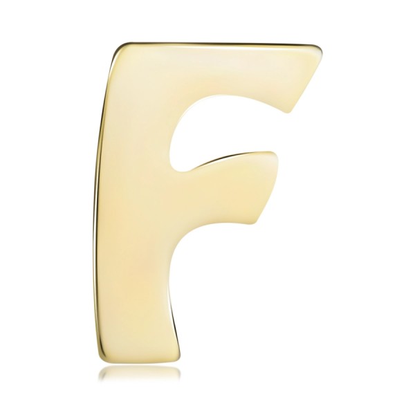 Medál 14K sárga aranyból, nagy nyomtatott F betű, tükörfényes
