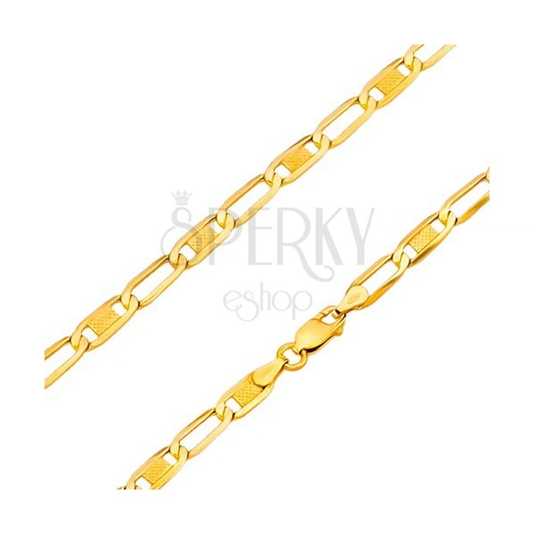 14K arany karkötő - fénylő ovális szemek, 180 mm