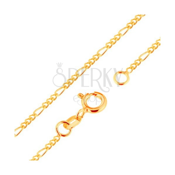 9K arany nyaklánc - Figaro minta, három ovális és egy hosszúkás szem, 500 mm