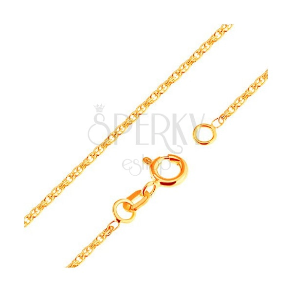 Csillogó nyaklánc sárga 18K aranyból - fényes, összekapcsolt, ovális szemek, 500 mm