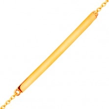14K sárga arany karkötő - vékony fényes sáv, ovális szemű lánc, 185 mm