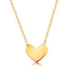 14K arany nyaklánc - csillogó vékony lánc, medál - kis, lapos szív