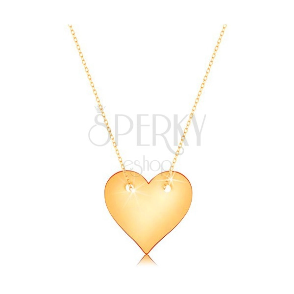 Nyaklánc 14K sárga aranyból - szimmetrikus, lapos szív, finom lánc