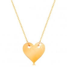 Nyaklánc 14K sárga aranyból - kis, szimmetrikus, lapos szív, finom lánc
