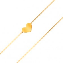 Karkötő 14K sárga aranyból - kis szimmetrikus és lapos szív, finom lánc
