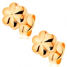 14K sárga arany stekkeres fülbevaló - kis fényes virág vágatokkal