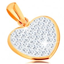 Medál 14K sárga aranyból - csillogó szív Swarovsi kristályokkal díszítve