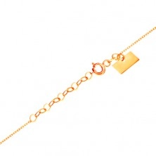 Karkötő 14K sárga aranyból - csillogó, vékony lánc, medál - lapos szív