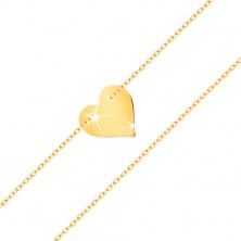 Karkötő 14K sárga aranyból - kis, szimmetrikus, lapos szív, finom lánc